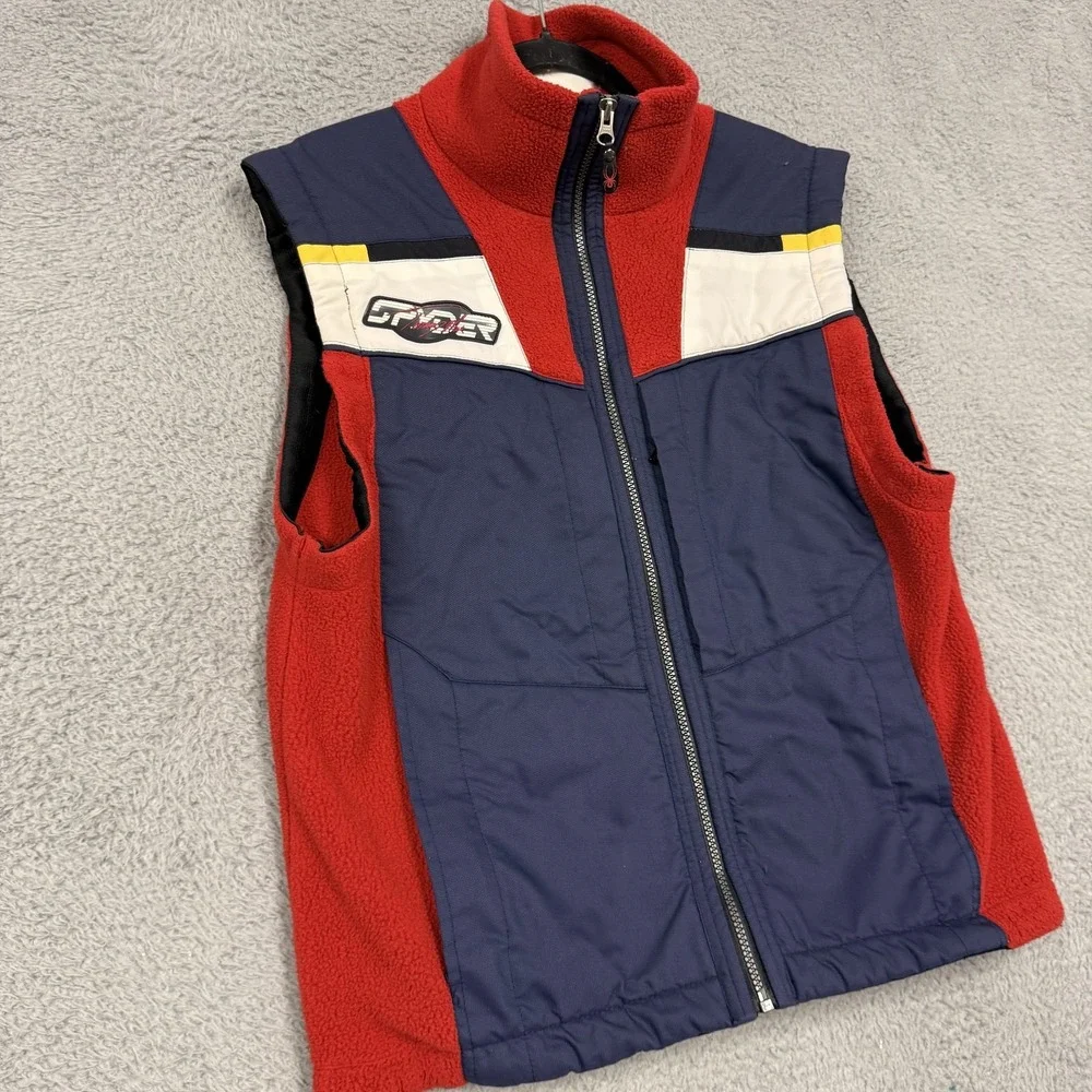 Spyder Vest‎ Mens Small Red Blue Fleece Zip Front Ski Snowboard Outdoor